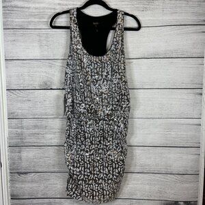 NWT Laundry by Shelli Segal Sequin Silver White Blouson Racerback Dress …